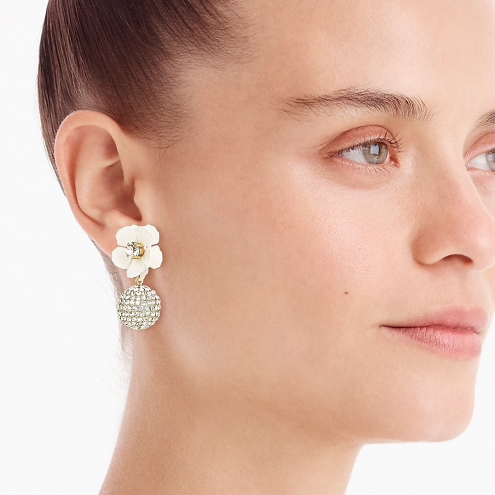 JCREW Tropical Pave’ Drop Earrings NWT OS - Picture 3 of 3